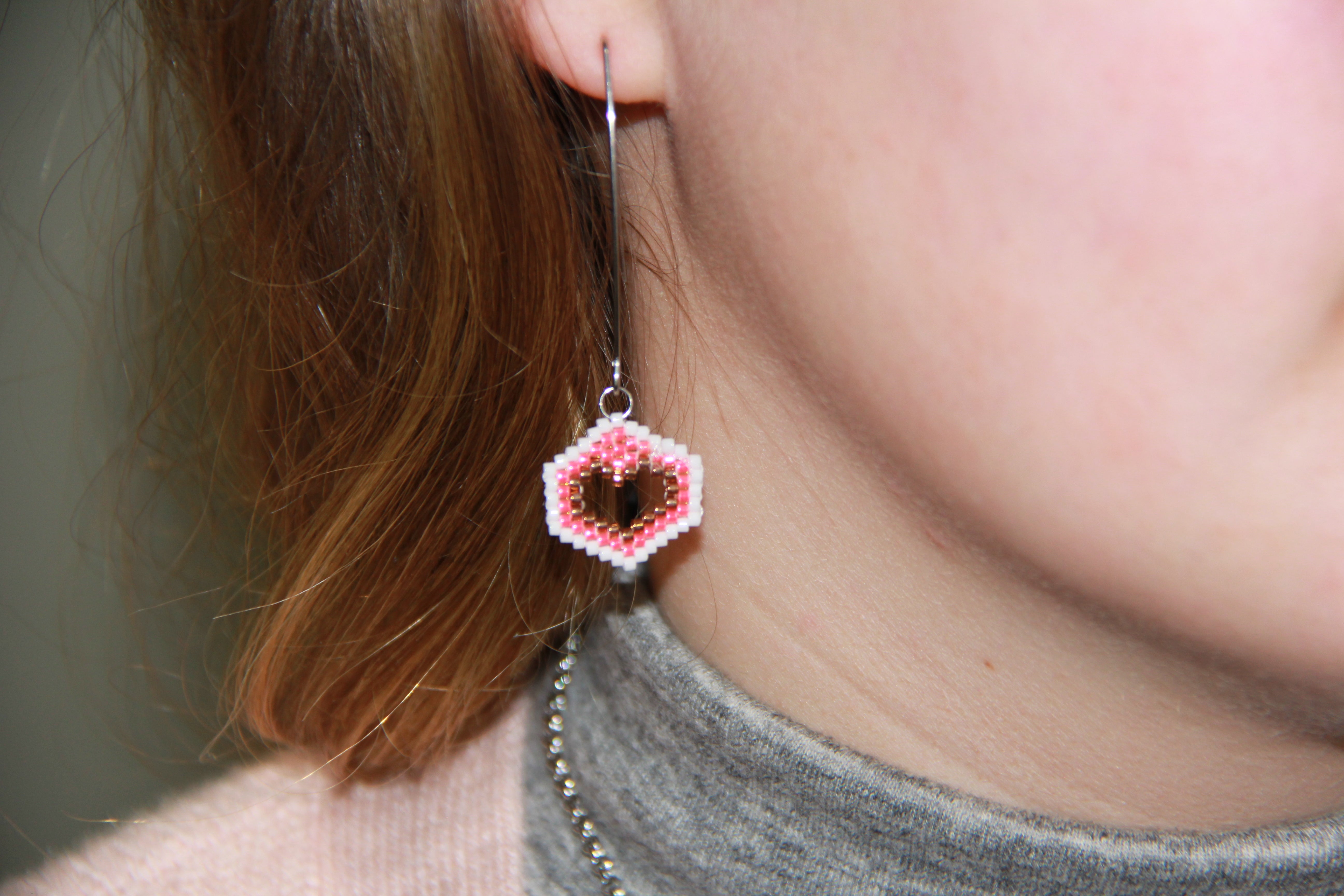 Hexagon Heart Earrings