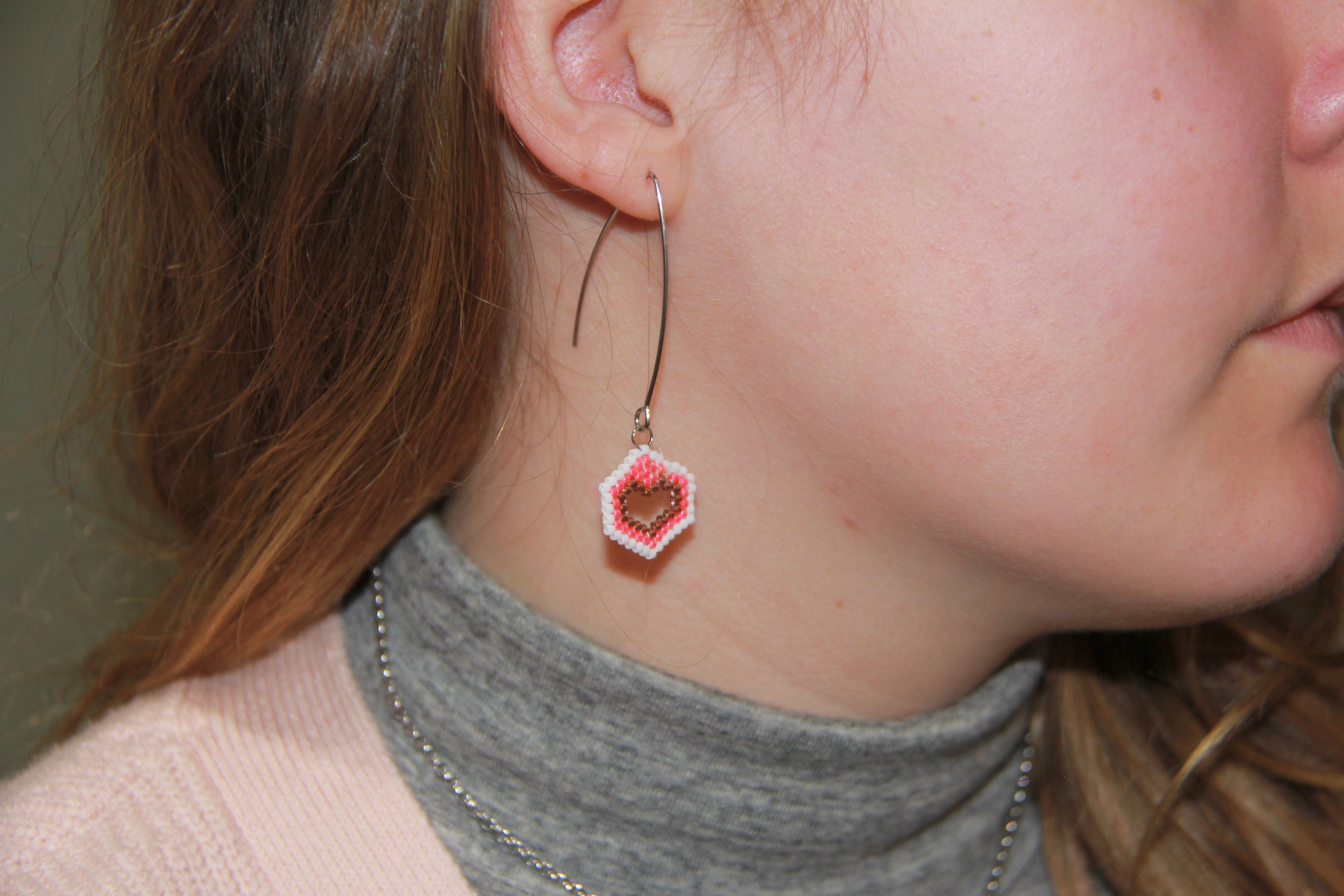 Hexagon Heart Earrings